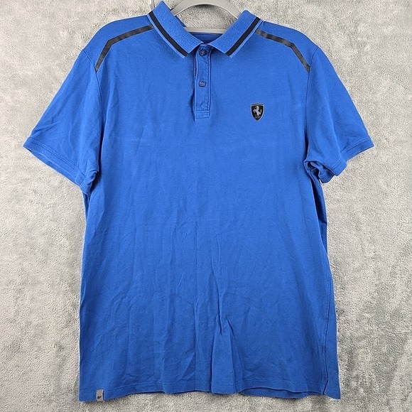 Ferrari Scuderia Polo Shirt Size Mens XXL Blue Emblem Short Sleeve - Picture 1 of 11